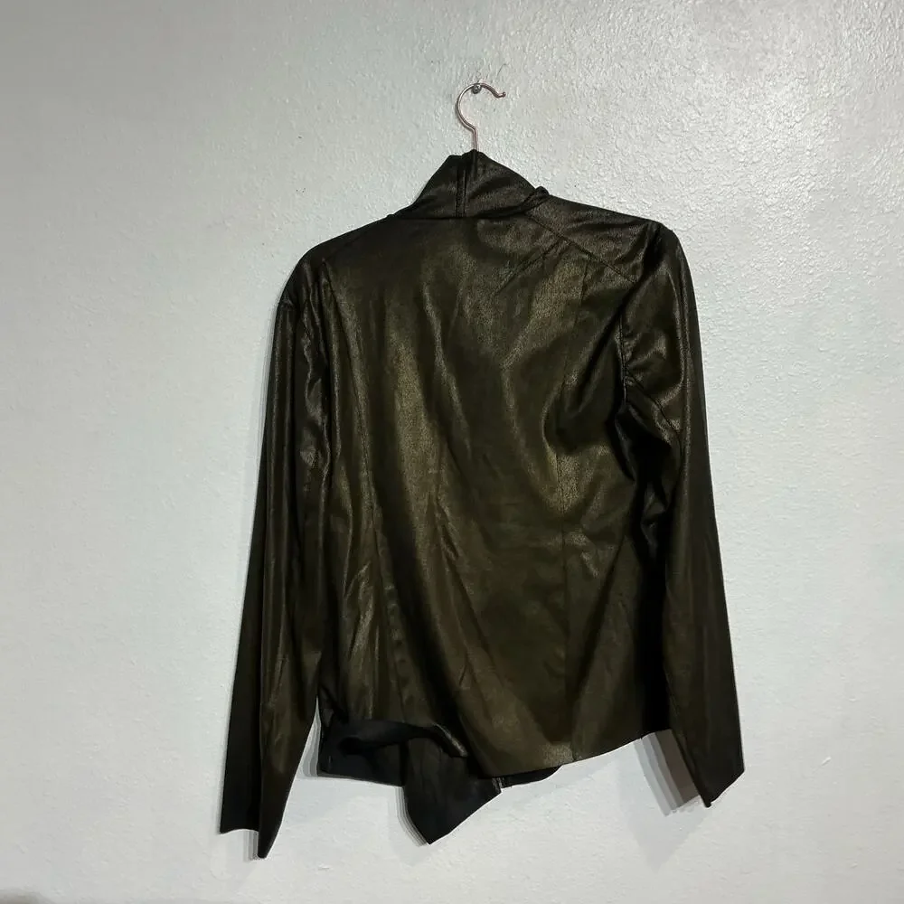 Kingston Grey Black Faux Leather Moto Jacket Sz L NWT